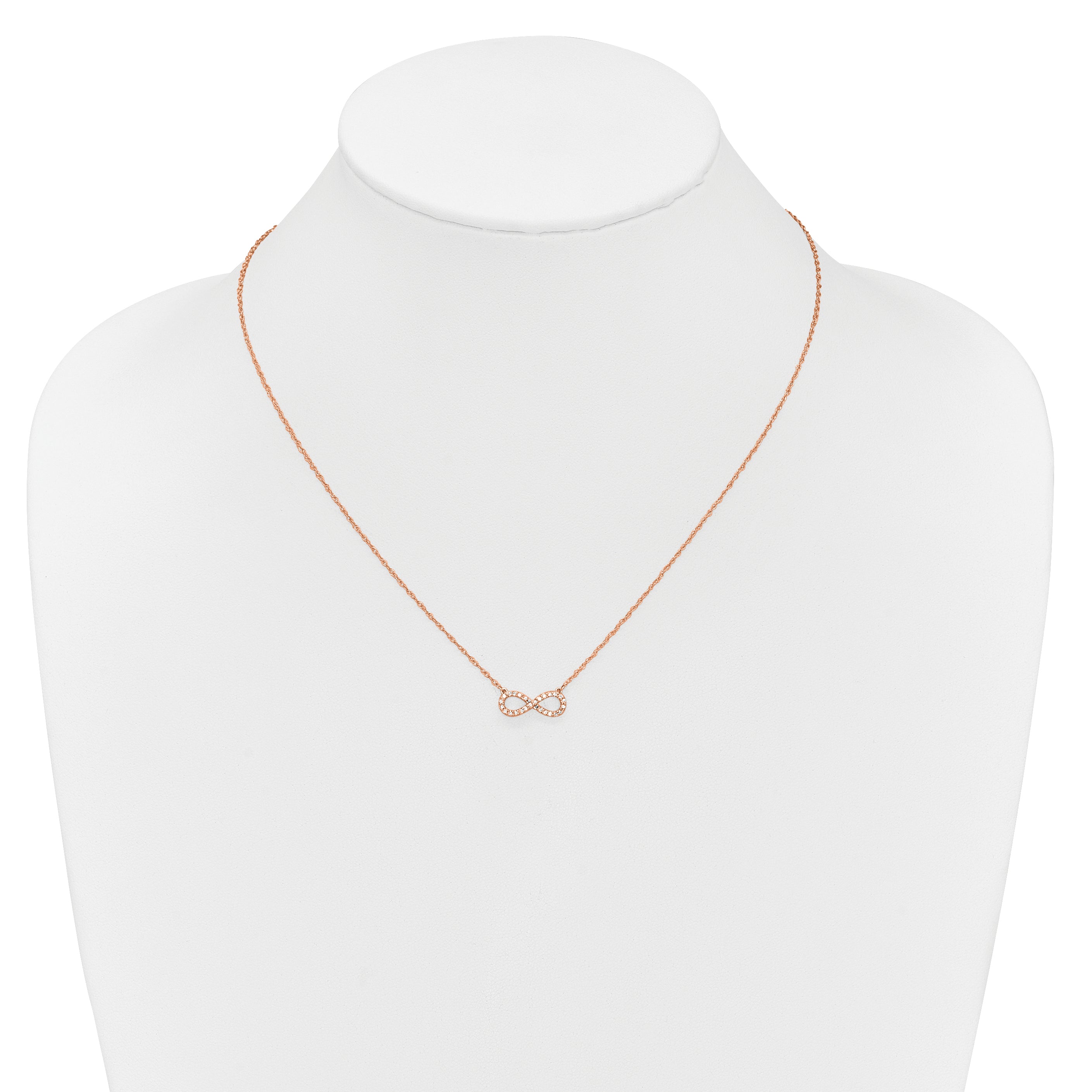 10K Rose Gold Polished Diamond Infinity Symbol 18 Inch Necklace