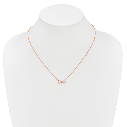 10K Rose Gold Polished Diamond Infinity Symbol 18 Inch Necklace