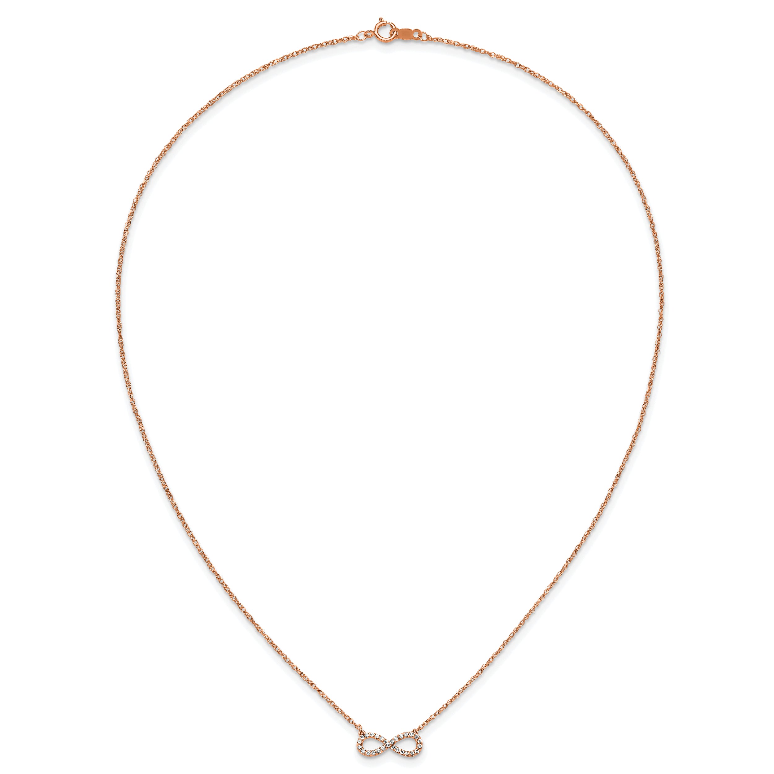 10K Rose Gold Polished Diamond Infinity Symbol 18 Inch Necklace