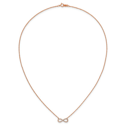 10K Rose Gold Polished Diamond Infinity Symbol 18 Inch Necklace