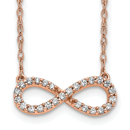 10K Rose Gold Polished Diamond Infinity Symbol 18 Inch Necklace