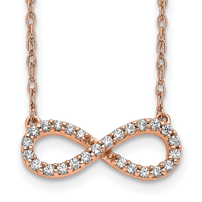 10K Rose Gold Polished Diamond Infinity Symbol 18 Inch Necklace