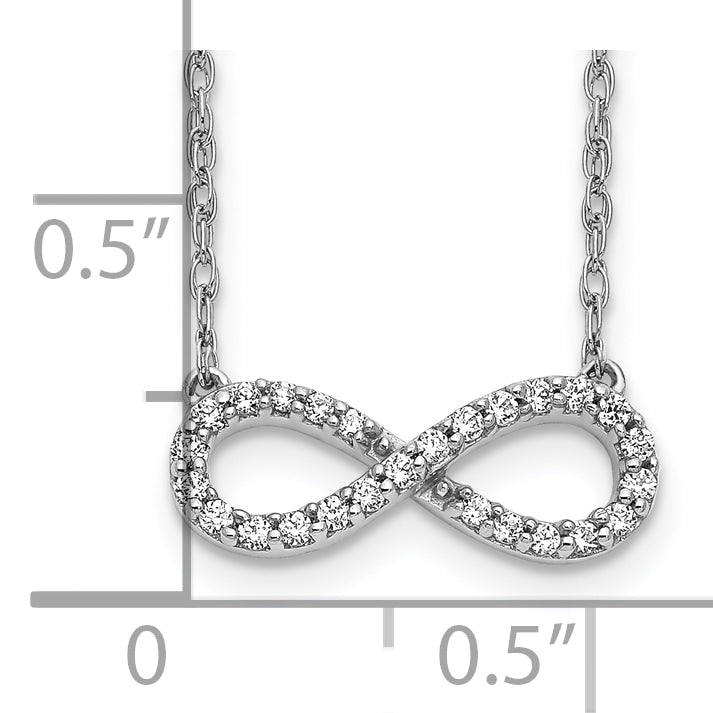 10K White Gold Polished Diamond Infinity Symbol 18 Inch Necklace