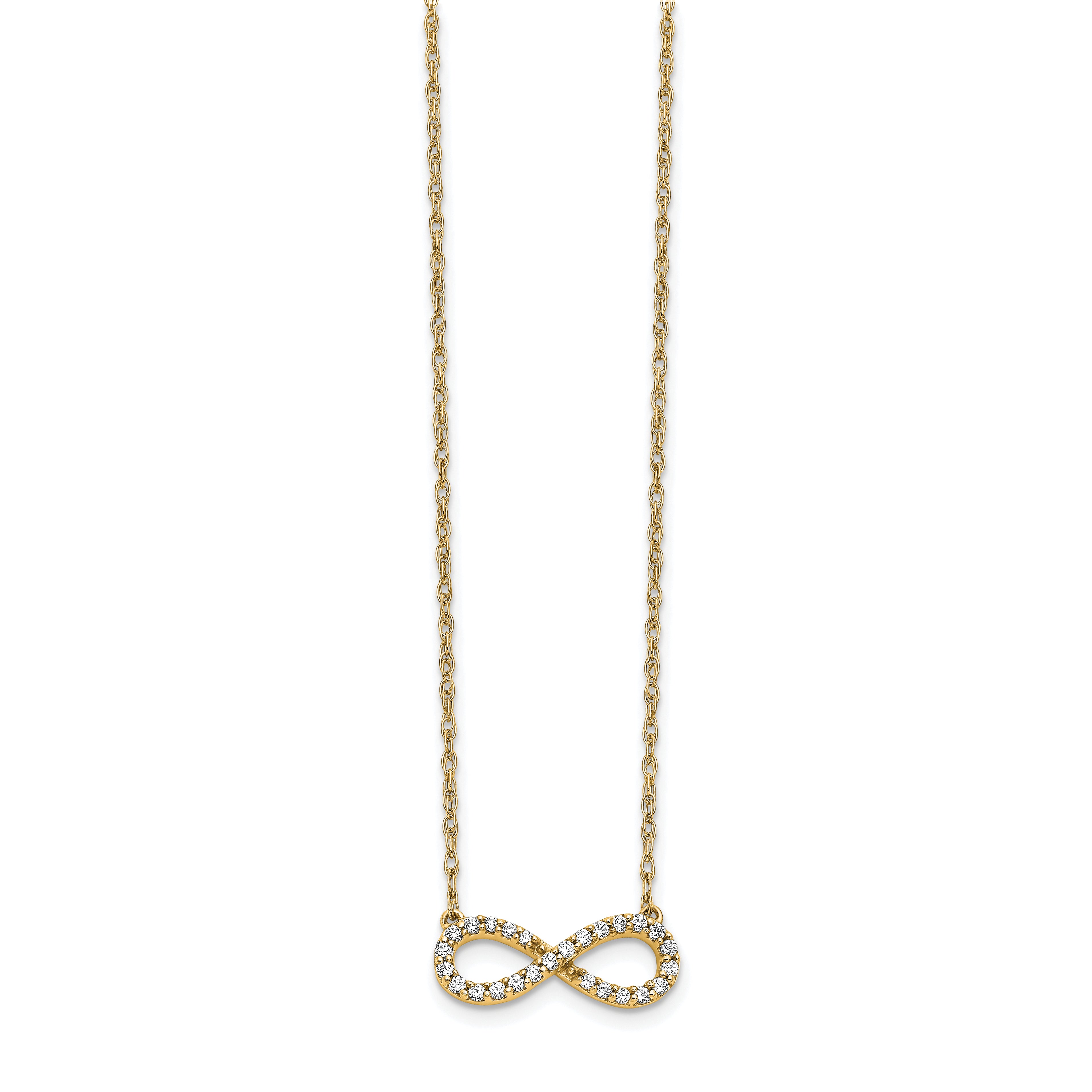 10K Yellow Gold Polished Diamond Infinity Symbol 18 Inch Necklace