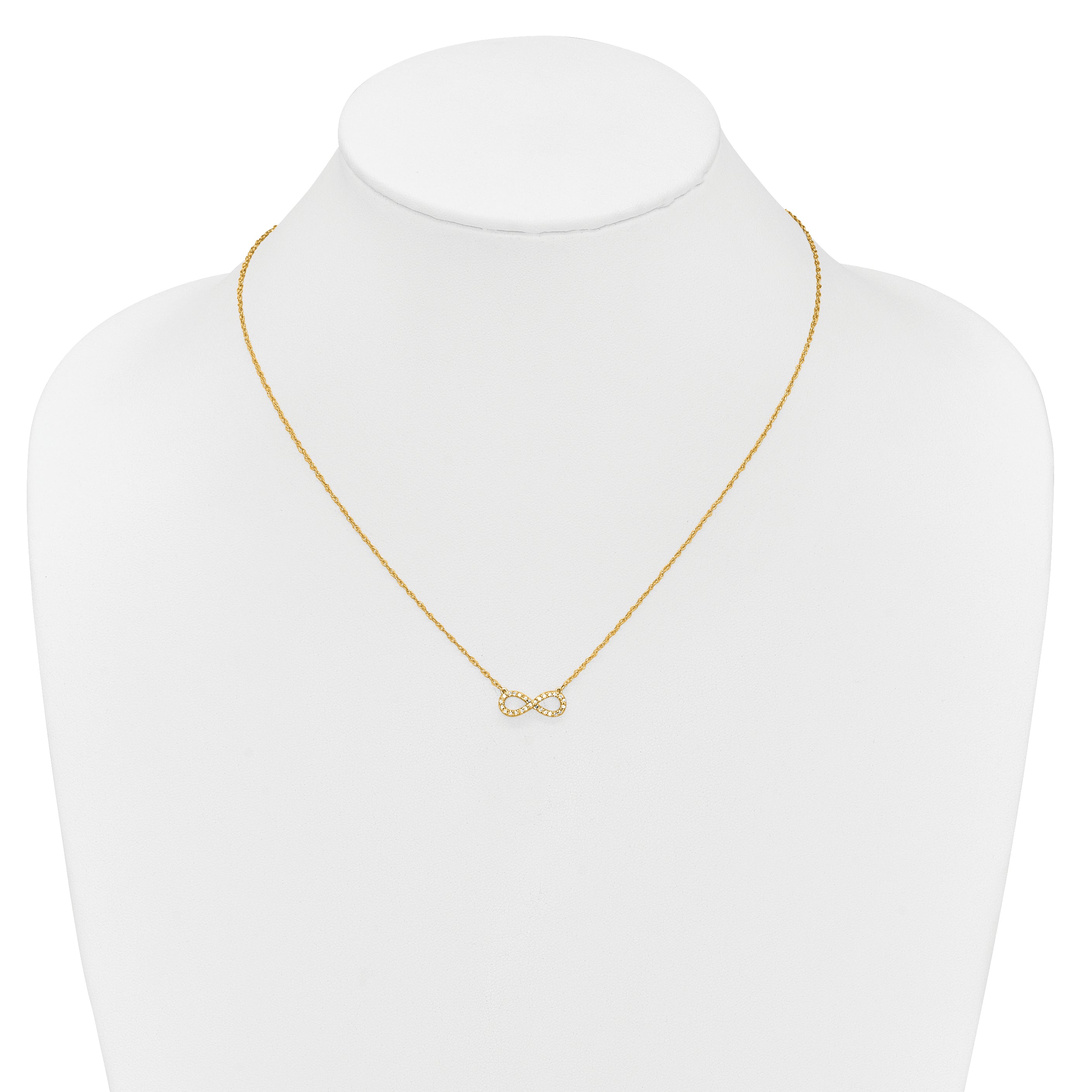 10K Yellow Gold Polished Diamond Infinity Symbol 18 Inch Necklace