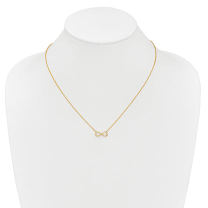 10K Yellow Gold Polished Diamond Infinity Symbol 18 Inch Necklace