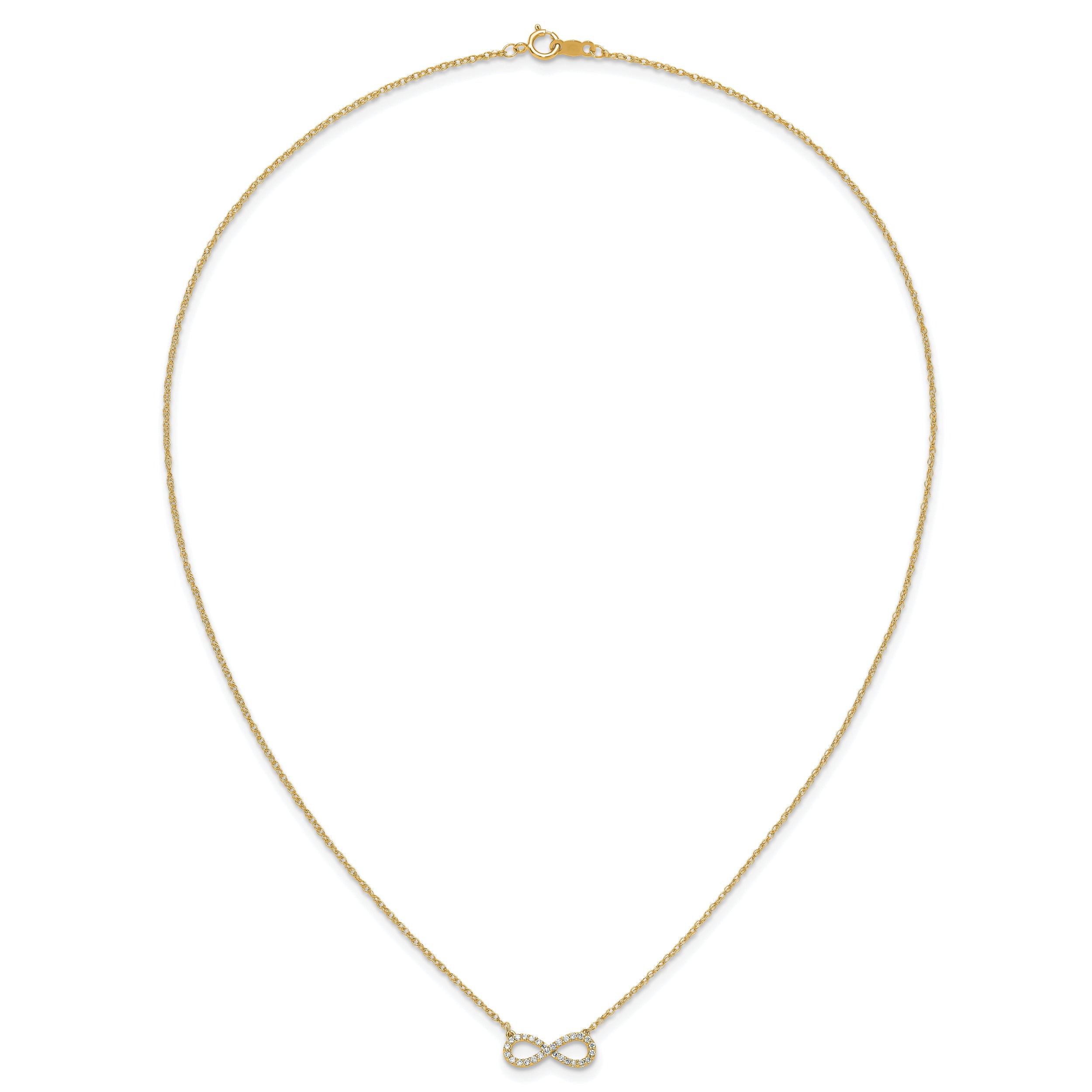 10K Yellow Gold Polished Diamond Infinity Symbol 18 Inch Necklace