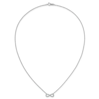 14k White Gold Polished Real Diamond Infinity Symbol 18 inch Necklace