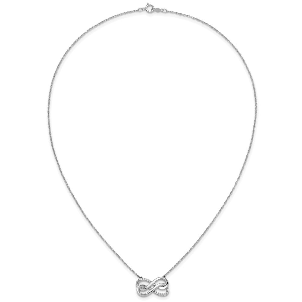 14k White Gold Real Diamond Double Infinity Symbol 18 inch Necklace
