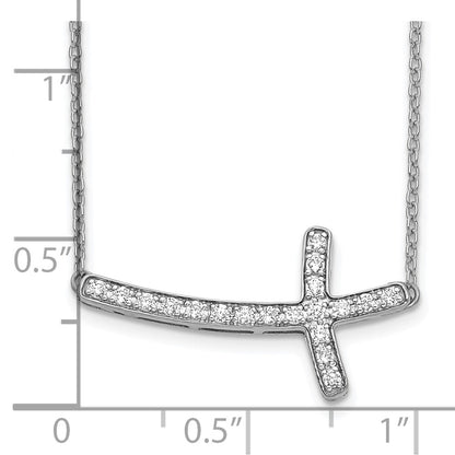 14k White Gold 1/5 Ct. Lab Grown Diamond VS/SI+ G+ 18 inch Sideways Cross Necklace