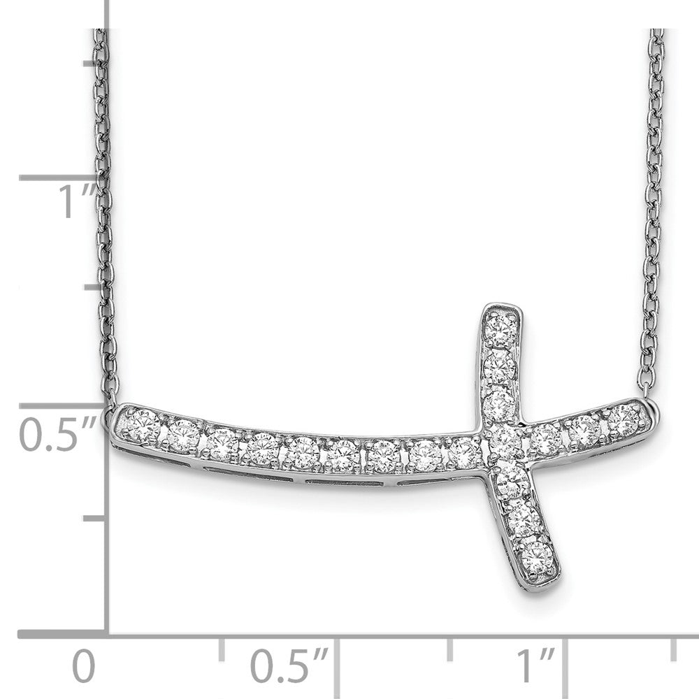 14k White Gold 1/2 Ct. Lab Grown Diamond VS/SI+ G+ 18 inch Sideways Cross Necklace