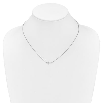 14k White Gold 1/6 Ct. Lab Grown Diamond VS/SI+ G+ 18 inch Sideways Cross Necklace