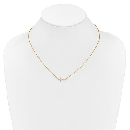 14k Yellow Gold 1/6 Ct. Lab Grown Diamond VS/SI+ G+ 18 inch Sideways Cross Necklace