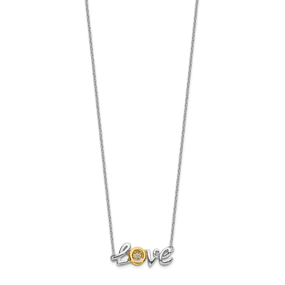 14k Two-Tone Gold LOVE Moving Real Diamond 18in Necklace