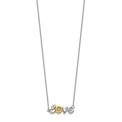 14k Two-Tone Gold LOVE Moving Real Diamond 18in Necklace