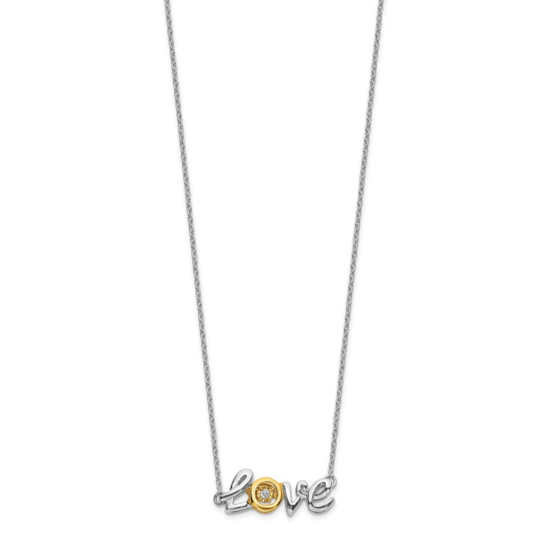 14k Two-Tone Gold LOVE Moving Real Diamond 18in Necklace