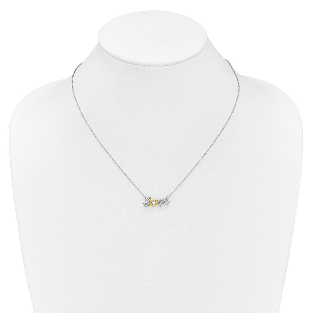 14k Two-Tone Gold LOVE Moving Real Diamond 18in Necklace