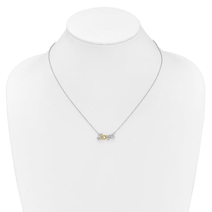 14k Two-Tone Gold LOVE Moving Real Diamond 18in Necklace