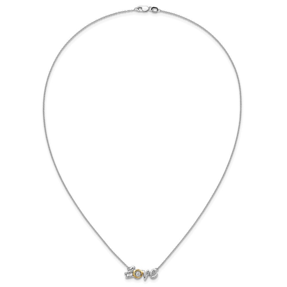 14k Two-Tone Gold LOVE Moving Real Diamond 18in Necklace