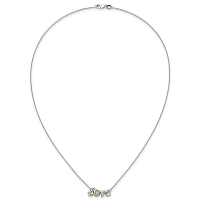 14k Two-Tone Gold LOVE Moving Real Diamond 18in Necklace