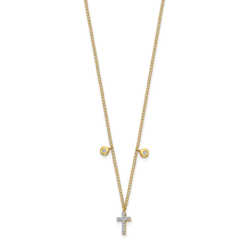 10K Yellow Gold Diamond Cross 18 Inch Necklace