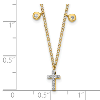 10K Yellow Gold Diamond Cross 18 Inch Necklace