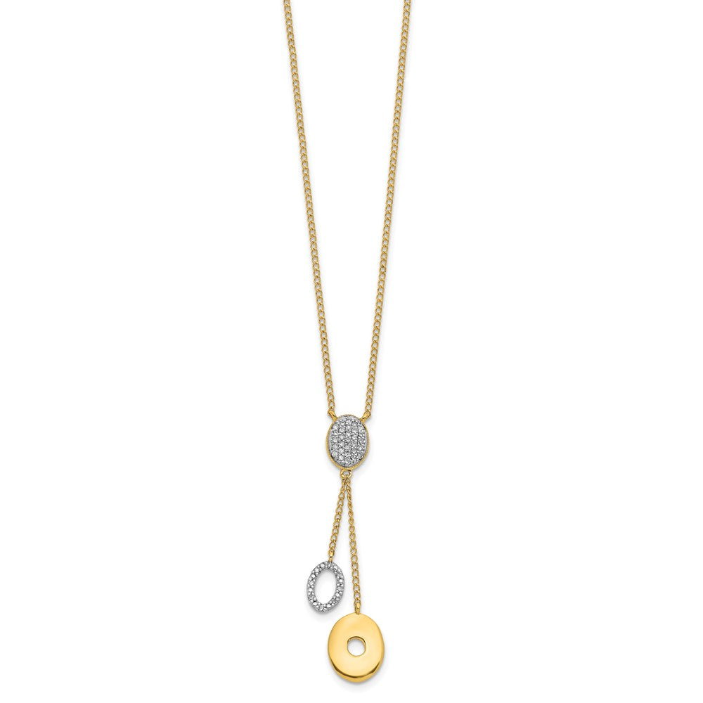 14K Yellow Gold Real Diamond Circles 18 inch Dangle Necklace