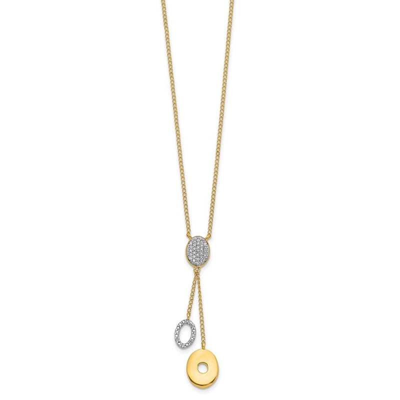 14K Yellow Gold Real Diamond Circles 18 inch Dangle Necklace