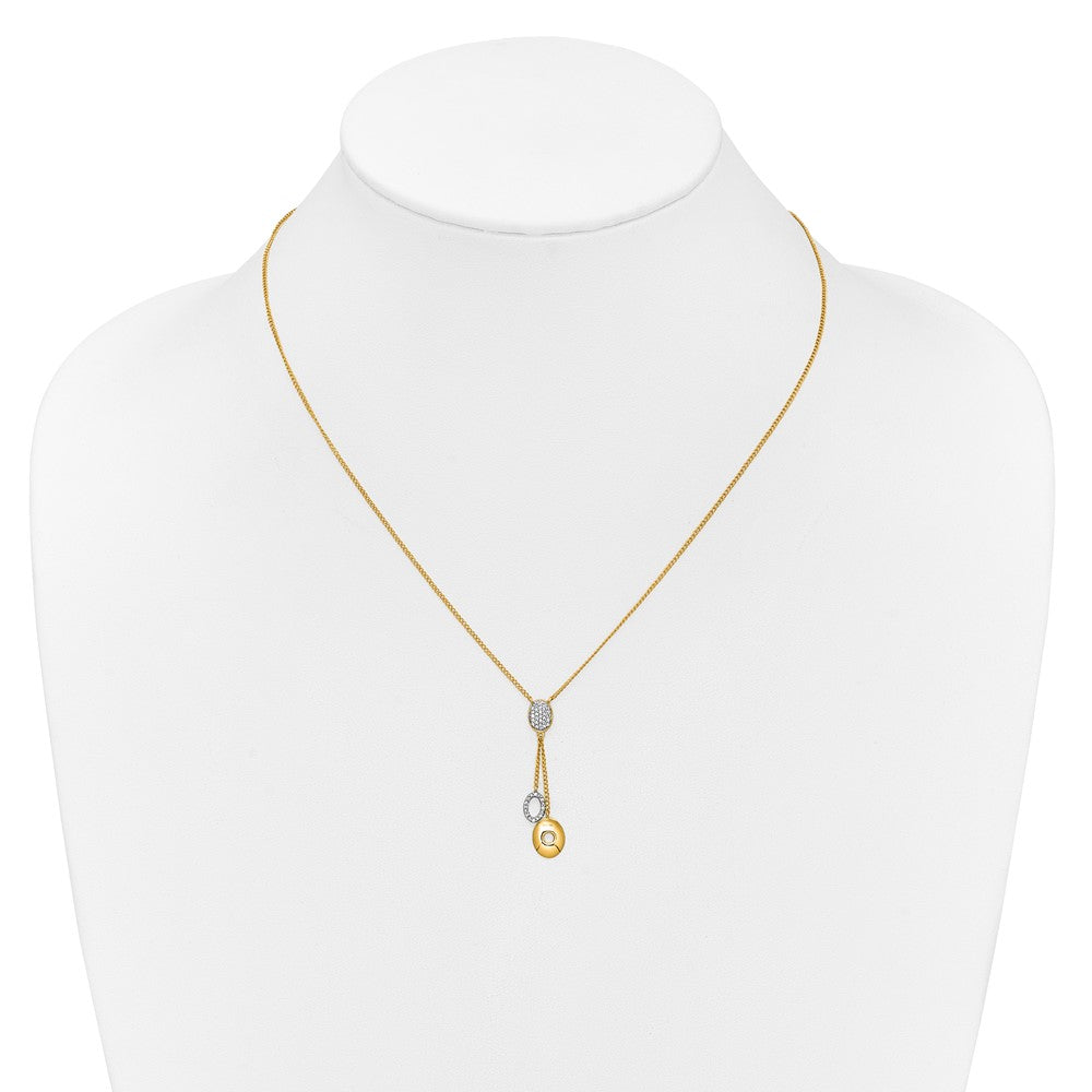14K Yellow Gold Real Diamond Circles 18 inch Dangle Necklace