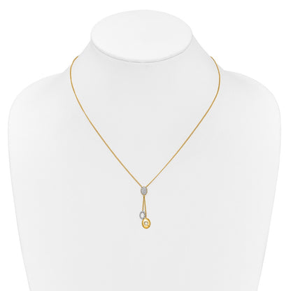 14K Yellow Gold Real Diamond Circles 18 inch Dangle Necklace
