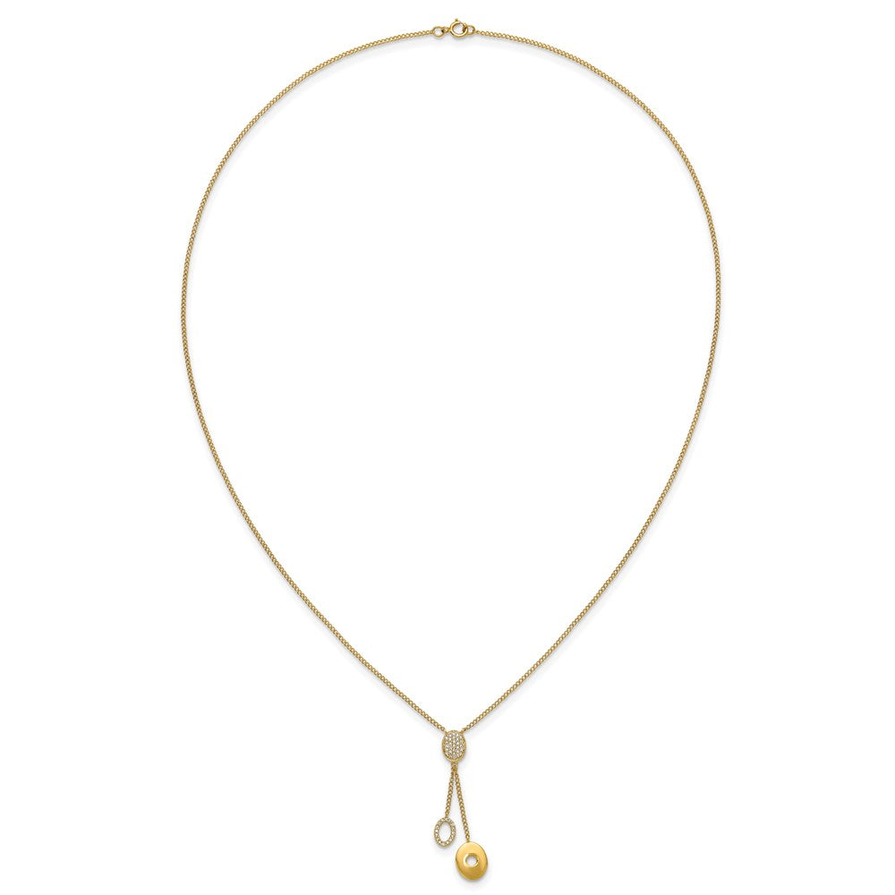 14K Yellow Gold Real Diamond Circles 18 inch Dangle Necklace
