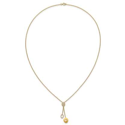 14K Yellow Gold Real Diamond Circles 18 inch Dangle Necklace