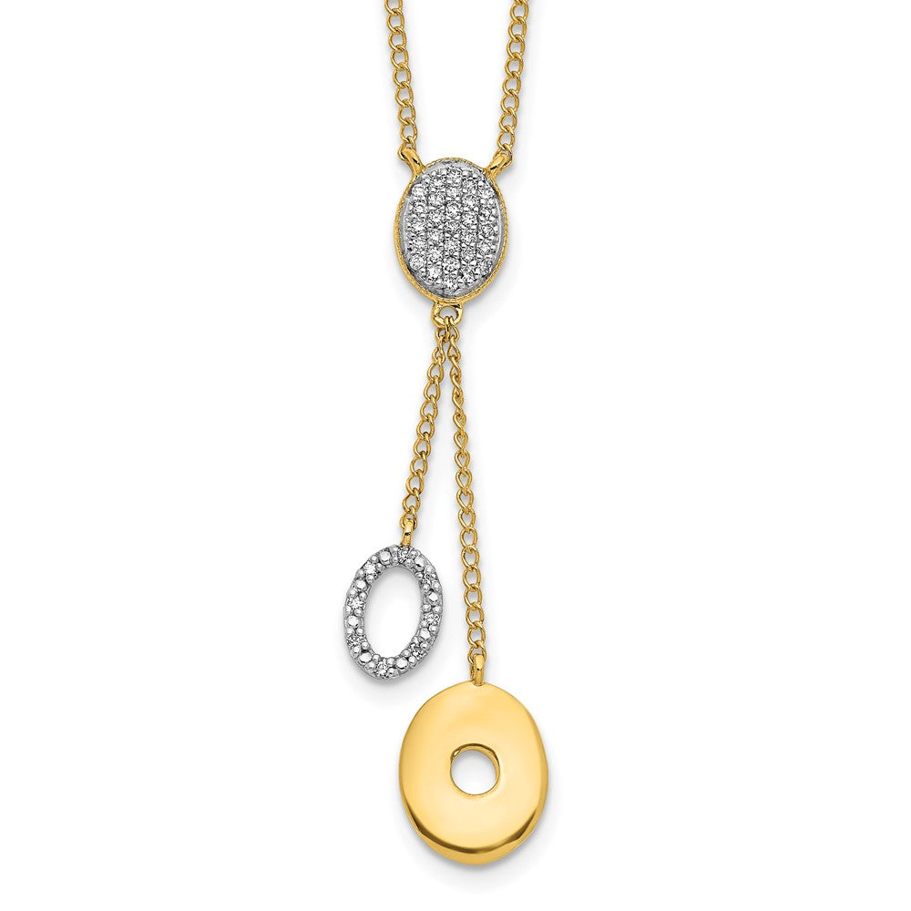 14K Yellow Gold Real Diamond Circles 18 inch Dangle Necklace