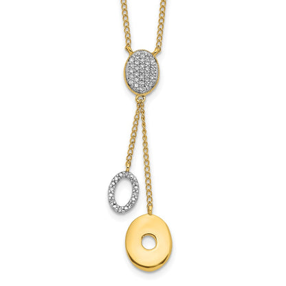 14K Yellow Gold Real Diamond Circles 18 inch Dangle Necklace