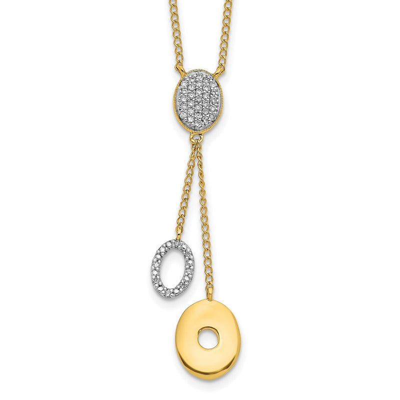 14K Yellow Gold Real Diamond Circles 18 inch Dangle Necklace