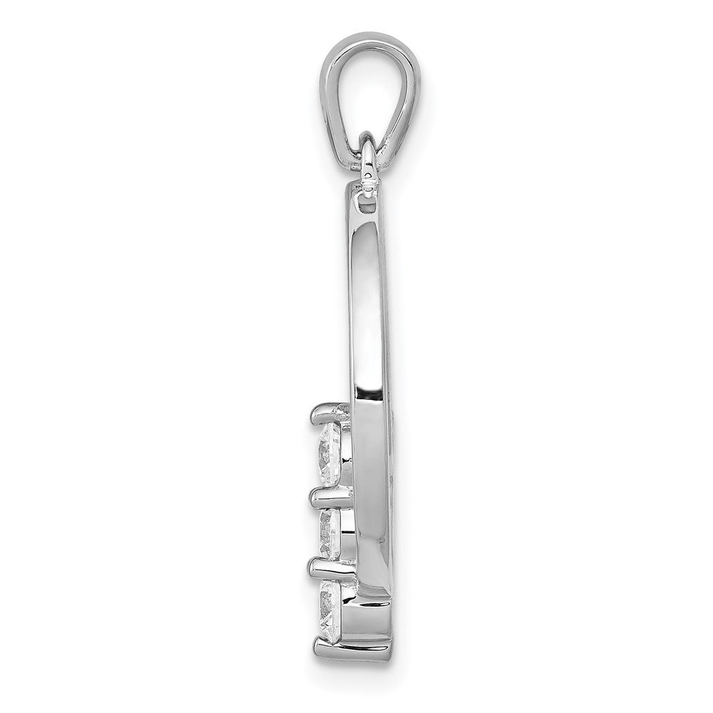 14k White Gold 3.2mm Real Diamond Three Stone Circle Pendant