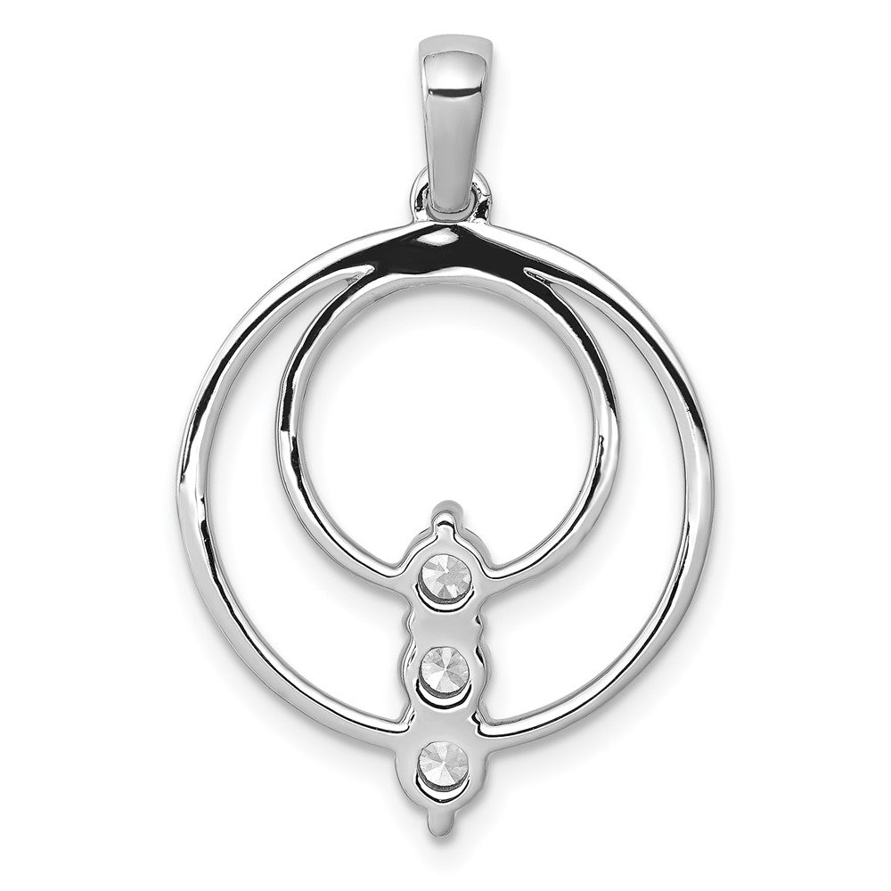 14k White Gold 3.2mm Real Diamond Three Stone Circle Pendant