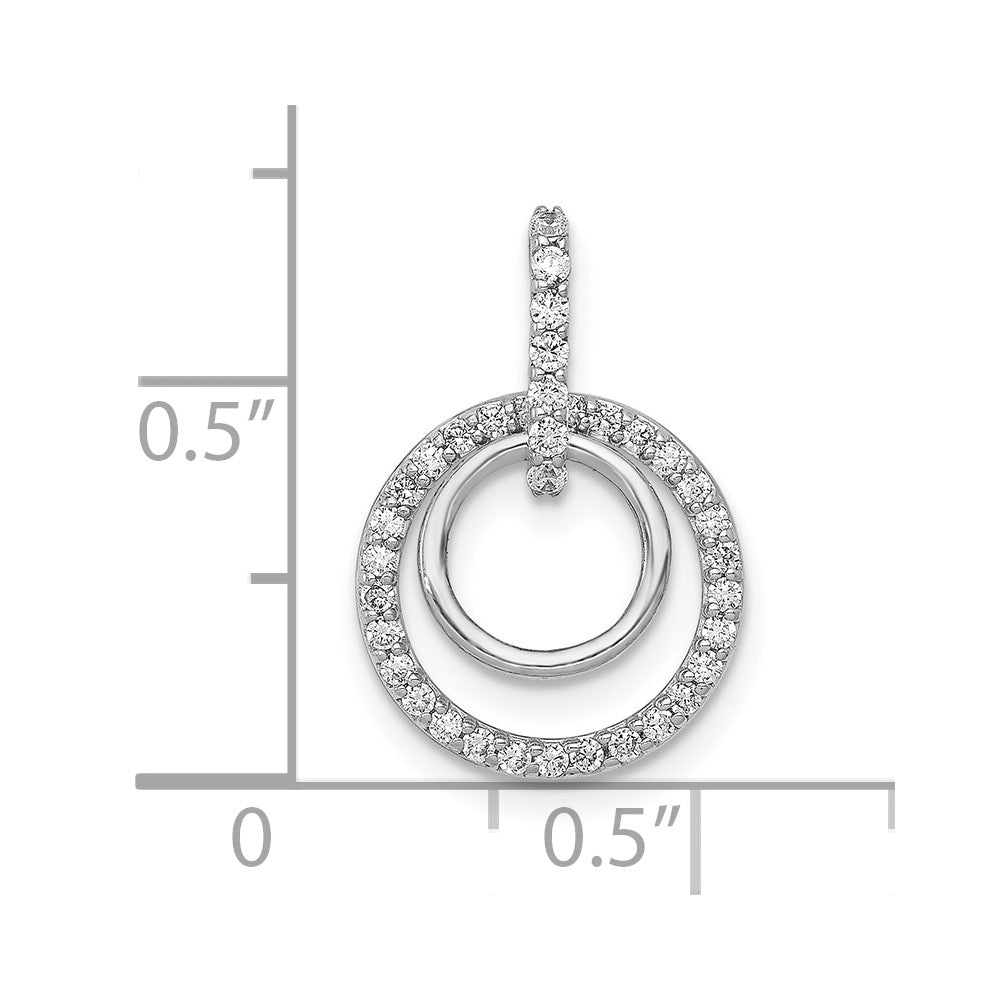 10K White Gold 1/4Ct. Diamond Double Circle Dangle Pendant