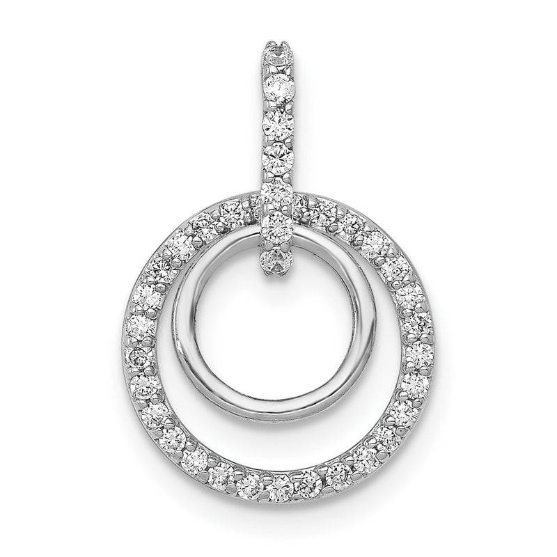 10K White Gold 1/4Ct. Diamond Double Circle Dangle Pendant