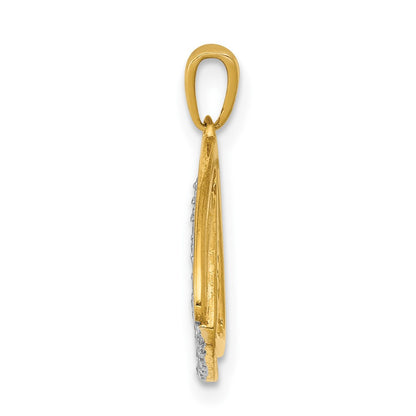 10K Yellow Gold 1/6Ct. Diamond Double Triangle Pendant