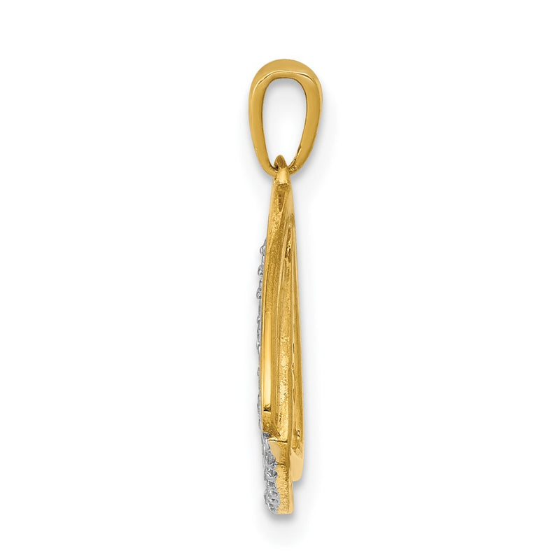 10K Yellow Gold 1/6Ct. Diamond Double Triangle Pendant