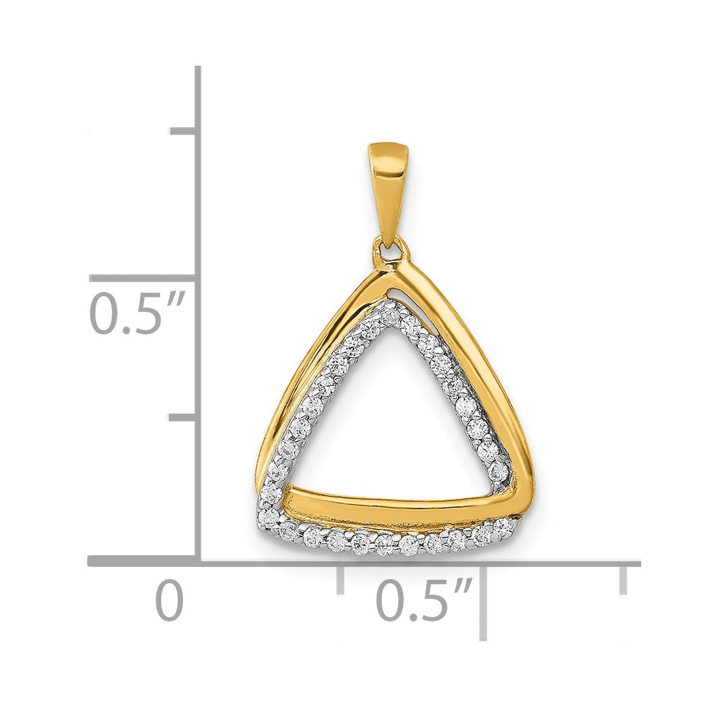 10K Yellow Gold 1/6Ct. Diamond Double Triangle Pendant