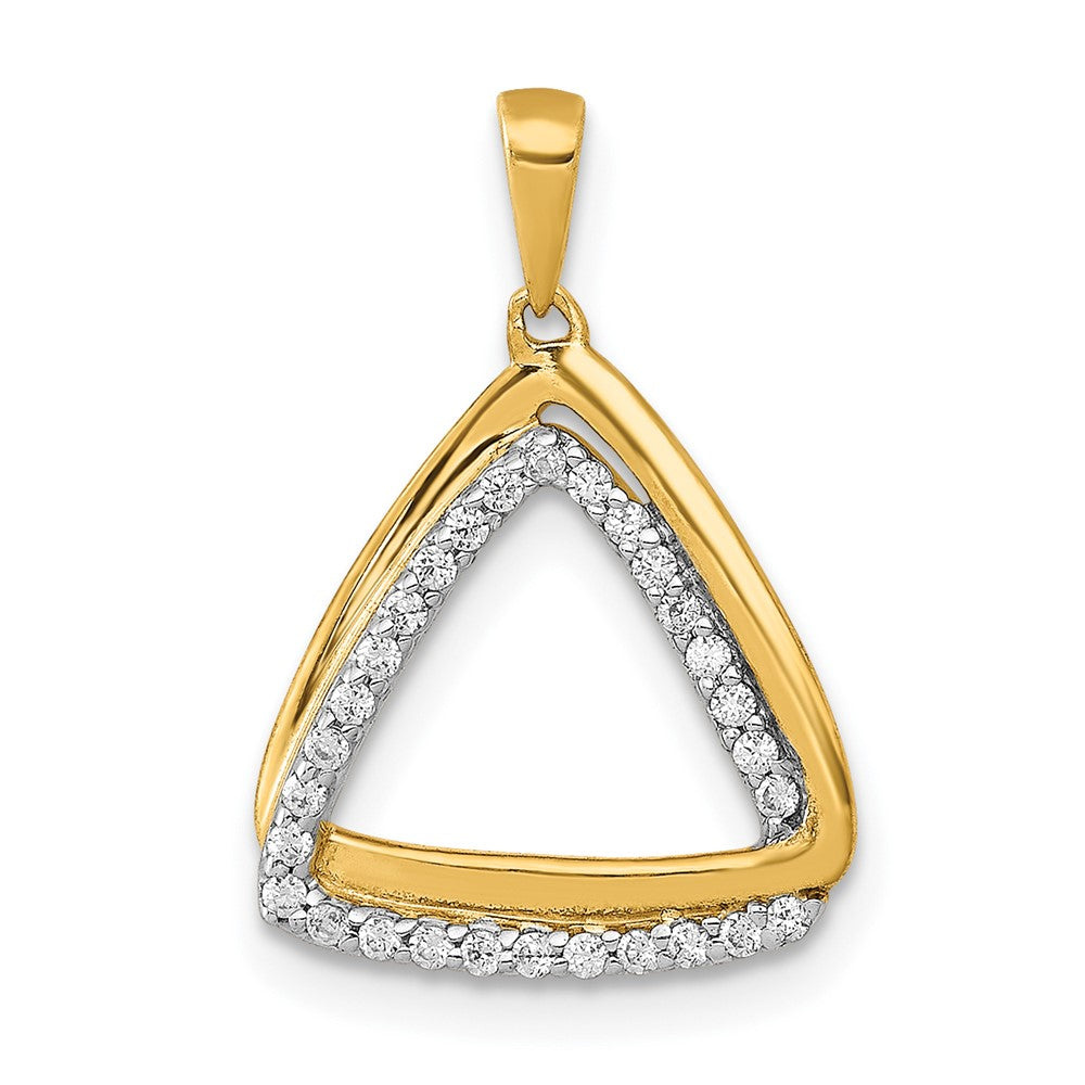 10K Yellow Gold 1/6Ct. Diamond Double Triangle Pendant