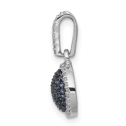 14k White Gold 14k White Gold White/Blue Diamond Circle Cluster Pendant