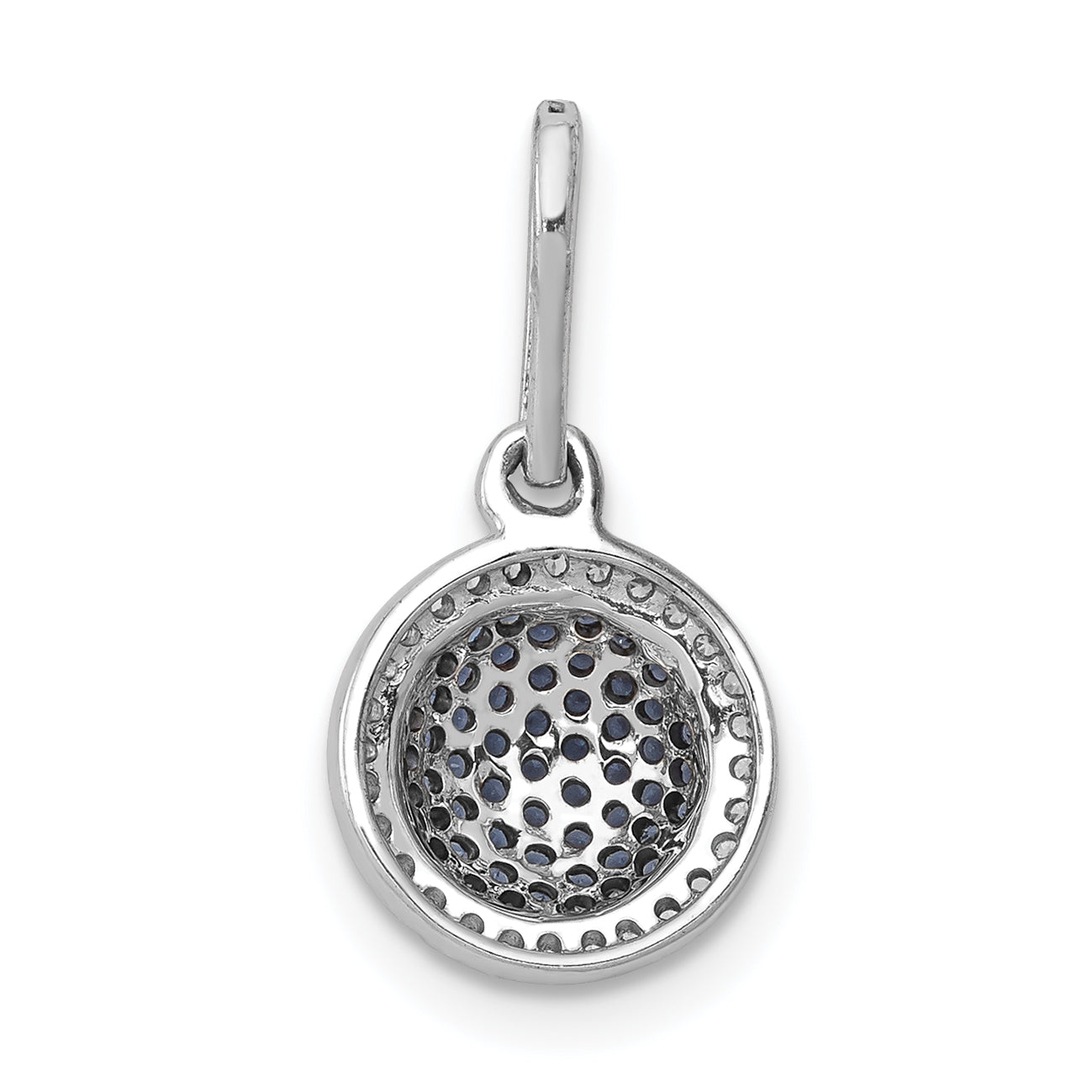 14k White Gold 14k White Gold White/Blue Diamond Circle Cluster Pendant
