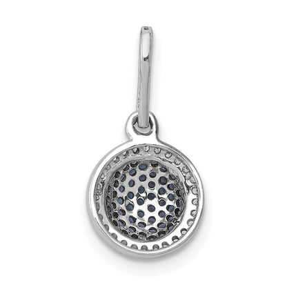 14k White Gold 14k White Gold White/Blue Diamond Circle Cluster Pendant