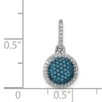 14k White Gold 14k White Gold White/Blue Diamond Circle Cluster Pendant