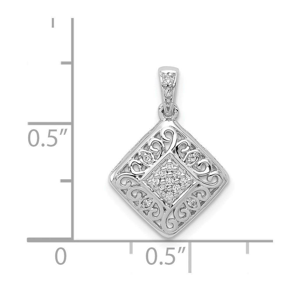 14K White Gold 1/15Ct. Diamond Fancy Pendant