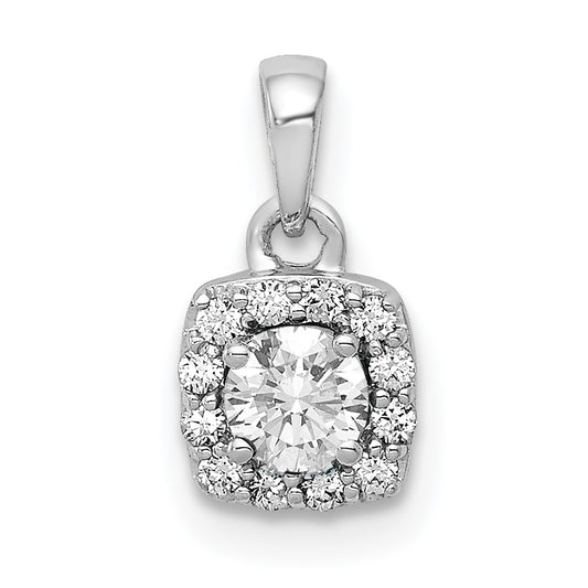 14k White Gold 1/3 Ct. Lab Grown Diamond VS/SI+ G+ Halo Pendant