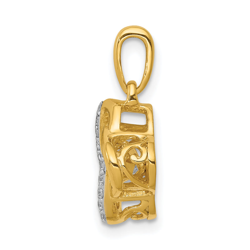14k Yellow Gold 1/3 Ct. Lab Grown Diamond VS/SI+ G+ Vibrant Fancy Love Knot Pendant